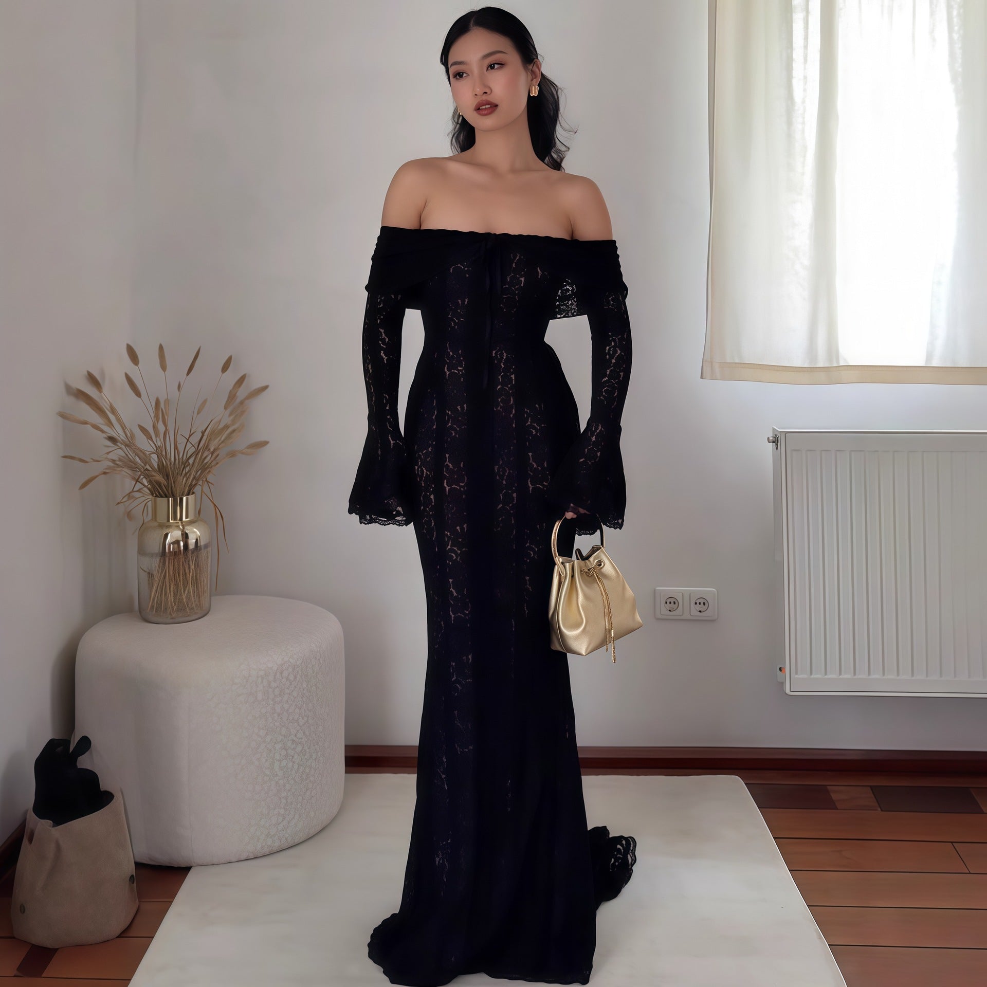 Elysian Lace Off-Shoulder Dress