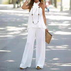 Elegant Halter Top & Wide-Leg Pants Two-Piece Set