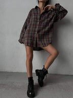 Retro casual long-sleeved cardigan shirt