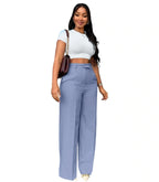 New style high-waisted straight-leg wide-leg trousers