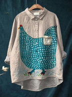 Lora - Floral Linen button-down shirt