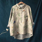 Lora - Floral Linen button-down shirt