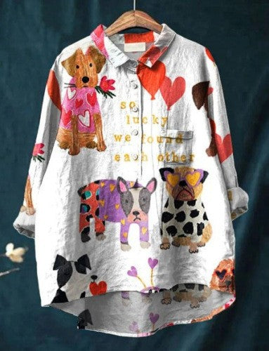 Lora - Floral Linen button-down shirt