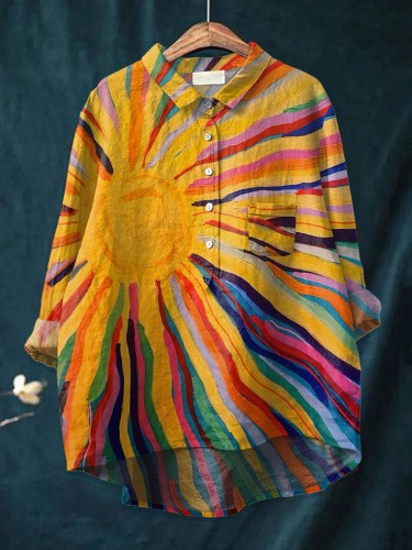 Lora - Floral Linen button-down shirt