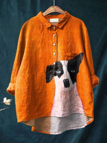 Lora - Floral Linen button-down shirt