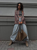 Retro casual long-sleeved cardigan shirt